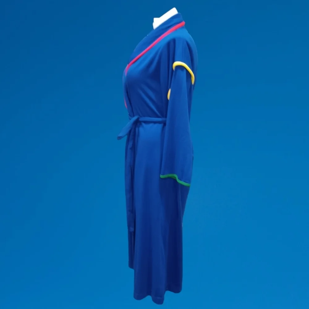 Vintage Tiffany Lounge Wear Unisex Robe Sz M ROYAL Blue Mork & Mindy 70s Style - Picture 4 of 8